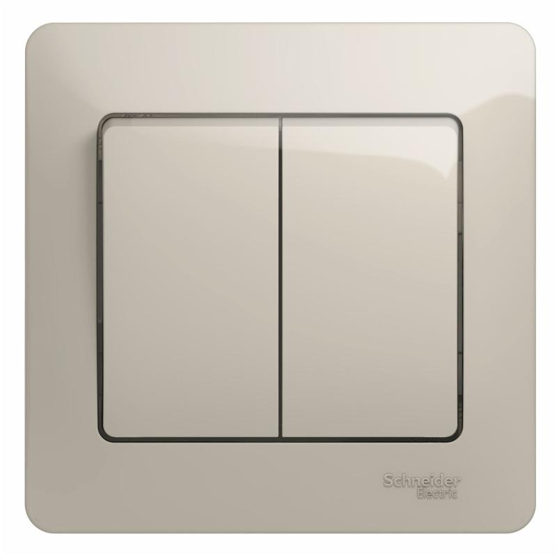 Glossa Молочный Выключатель 2-клавишный, сх.5, 10AX (в сборе) | GSL000952 | SE — Systeme Electric
