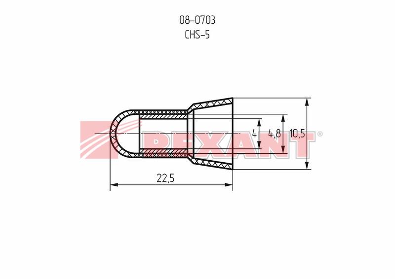 Концевая изолированная заглушка КИЗ-5, ø 4,0 мм (2,5-5,5 мм²) | 08-0703 | REXANT — миниатюра 3