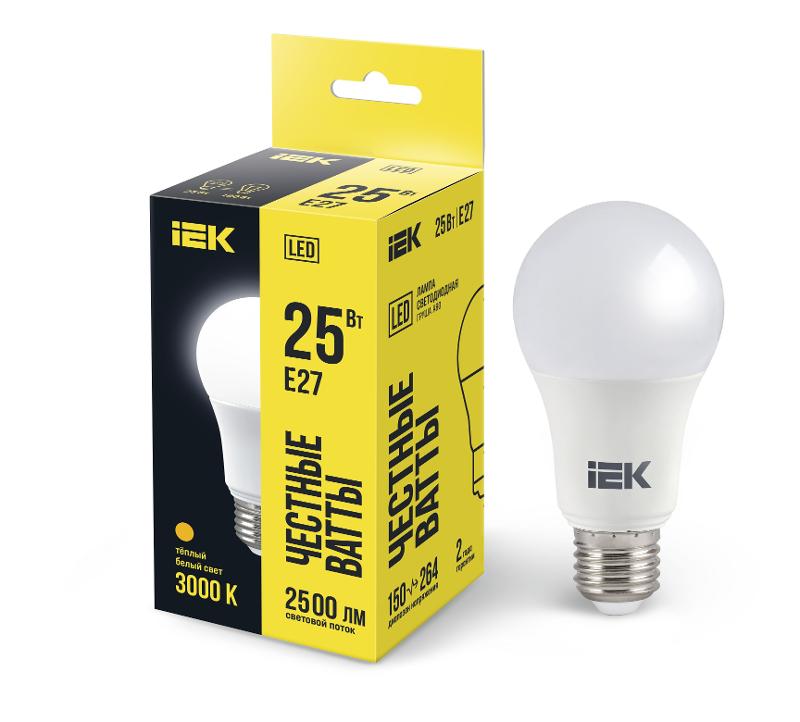Лампа светодиодная LED A80 груша 25Вт 230В 3000К E27 | LLE-A80-25-230-30-E27 | IEK — IEK (ИЭК)
