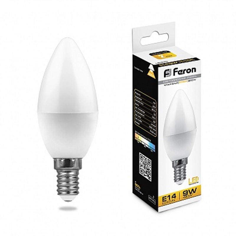 Лампа светодиодная LB-570 (9W) 230V E14 2700K свеча | 25798 | FERON — Feron