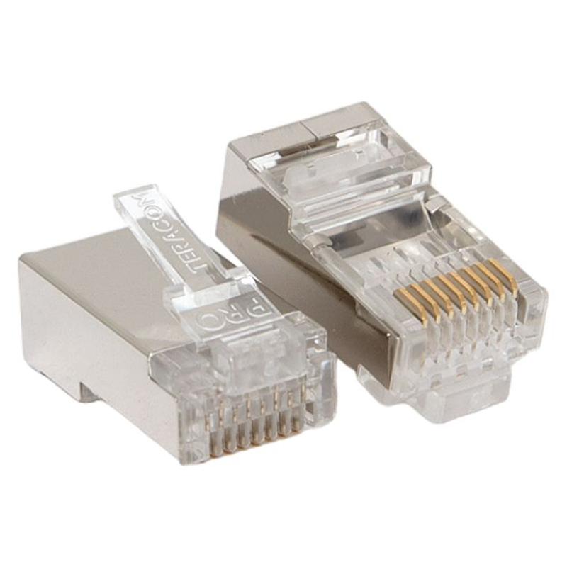 Коннектор RJ-45 TERACOM PRO экранированный 8P8C 30мкд Cat.6 (упак.20шт) | TRP-PLUG-6FTP-20 | EKF — EKF