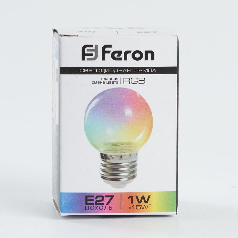 Лампа светодиодная LB-37 (1W) 230V E27 RGB для белт лайта G45 прозрачный плавная смена цвета — миниатюра 4
