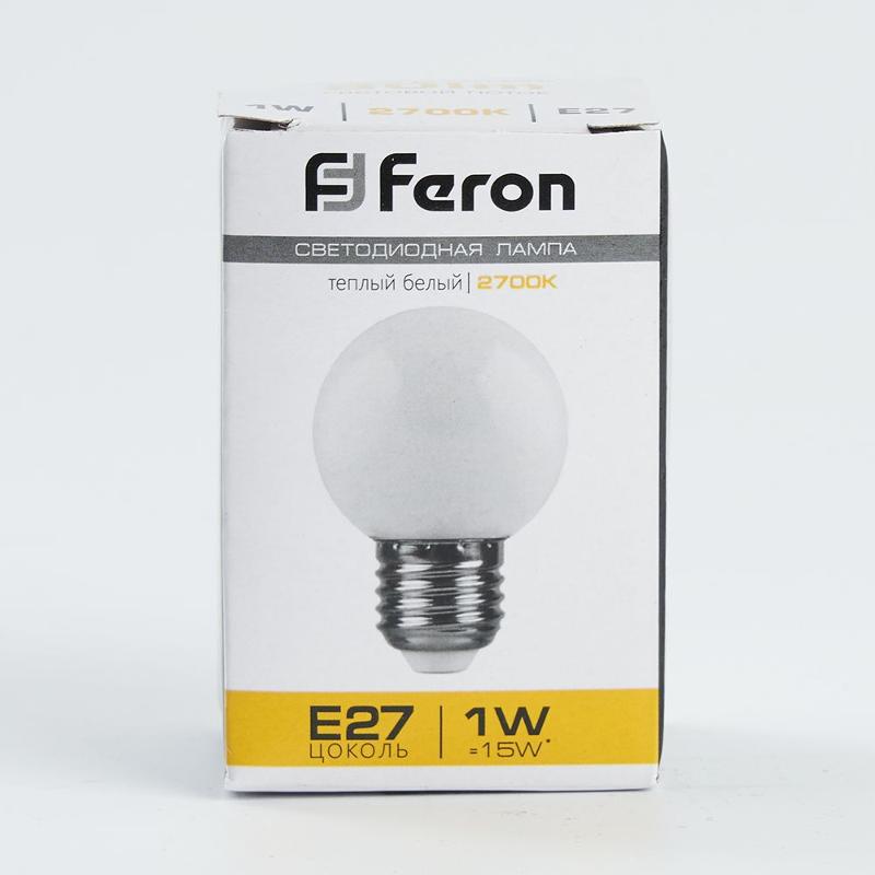 Лампа светодиодная для белт лайта LB-37 (1W) 230V E27 2700K G45 | 25878 | FERON — миниатюра 4