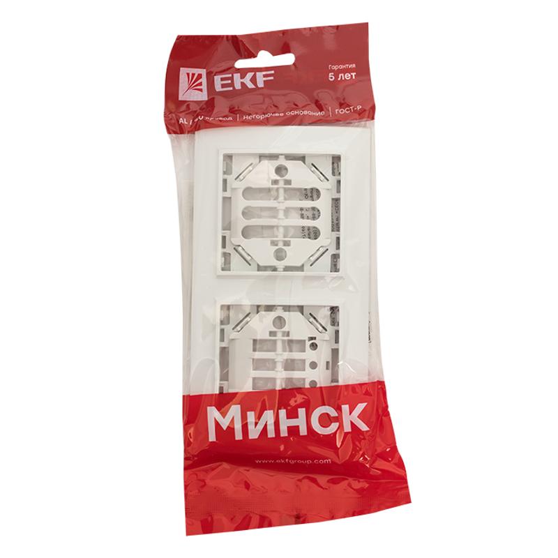 Минск Рамка 2-местная горизонтальная белая EKF  Basic | ERM-G-302-10 | EKF — миниатюра 7