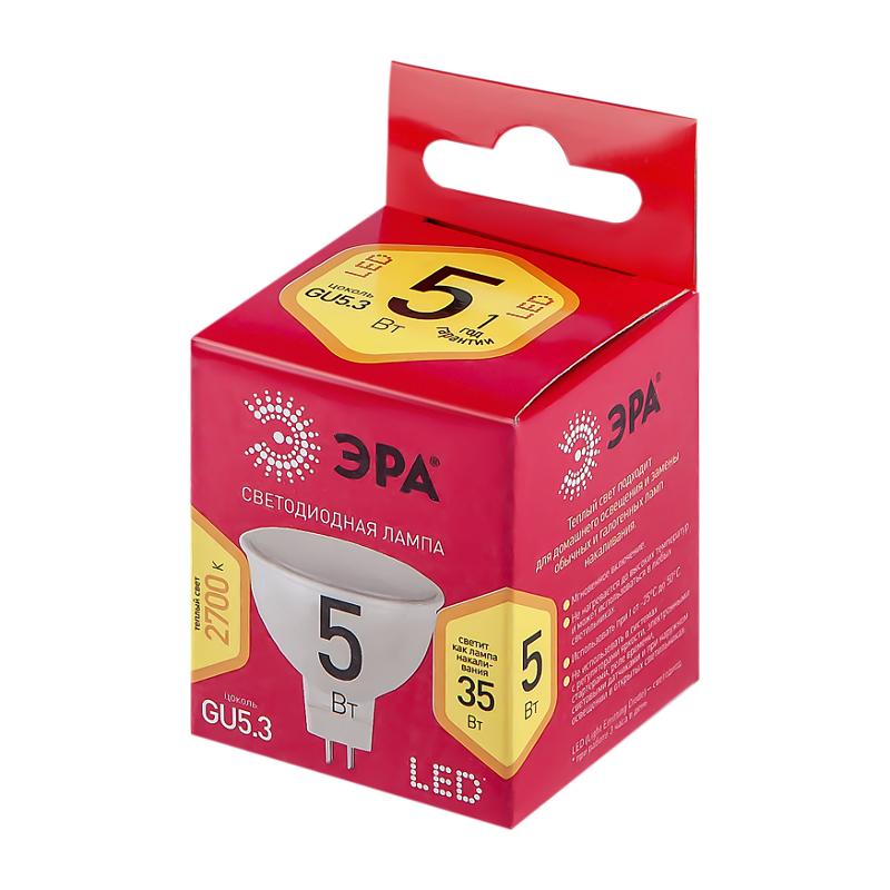 Лампа светодиодная LED MR16-5W-827-GU5.3 R (диод, софит, 7 Вт, тепл, GU 5.3) (10/100/4000) | Б0050230 | ЭРА — миниатюра 3
