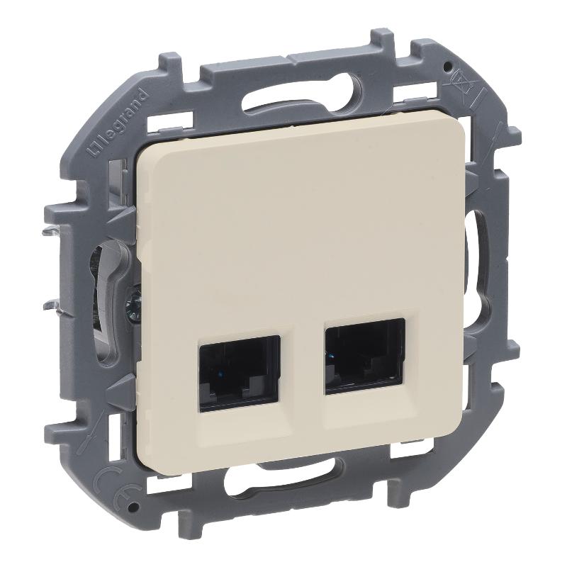 Inspiria Слоновая кость Розетка 2-ая компьютерная RJ45 С/У категория 6 UTP — миниатюра 2