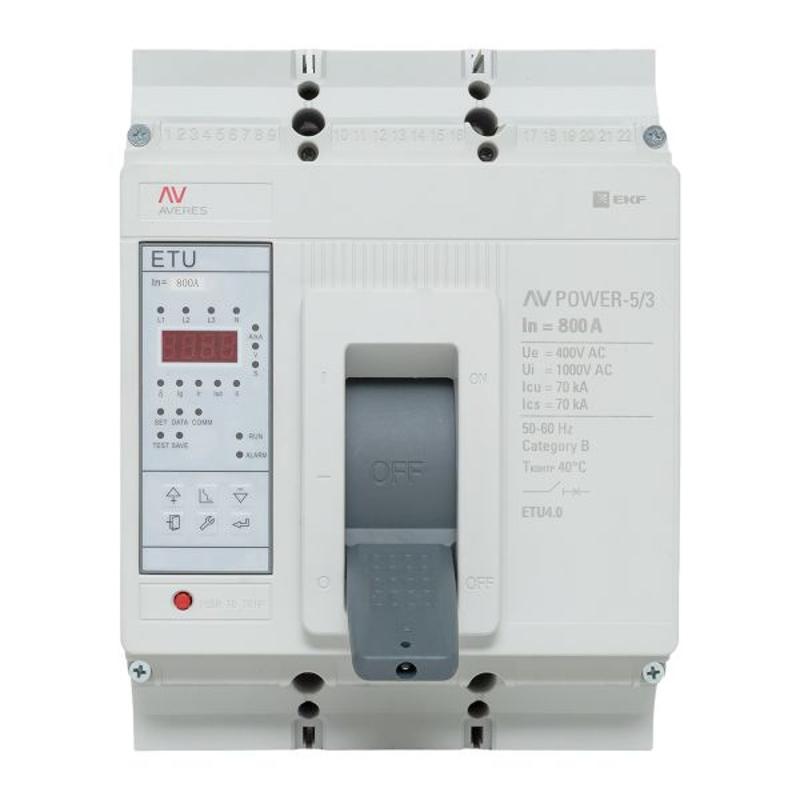 Выключатель автоматический AV POWER-5/3 800А 70kA ETU4.0 AVERES | mccb-53-800M-4.0-av | EKF — миниатюра 40