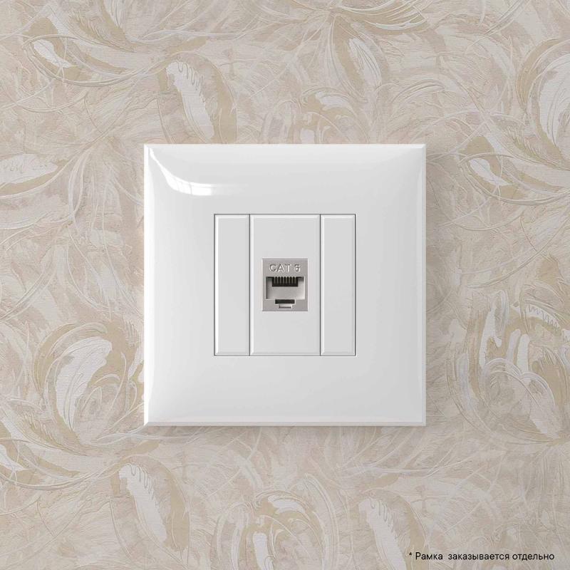 Компьютерная розетка RJ-45 без шторки в стену, кат.6 одинарная экранированная, "Avanti", "Белое облако" | 4400793 | DKC — миниатюра 5