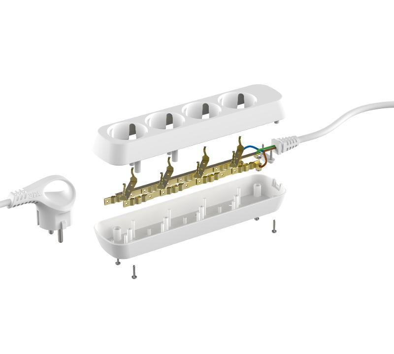 Удлинитель электрический ЭРА UDL-10-450-E Greenline 4 розетки с заземлением 5м ПВС 3x0.75мм2  | Б0065060 | ЭРА — миниатюра 2