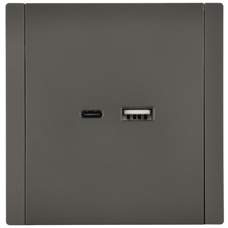 FORTE&PIANO Розетка USB A+C 18Вт FP351 серый | FP-U22-018-K03 | IEK — миниатюра 2