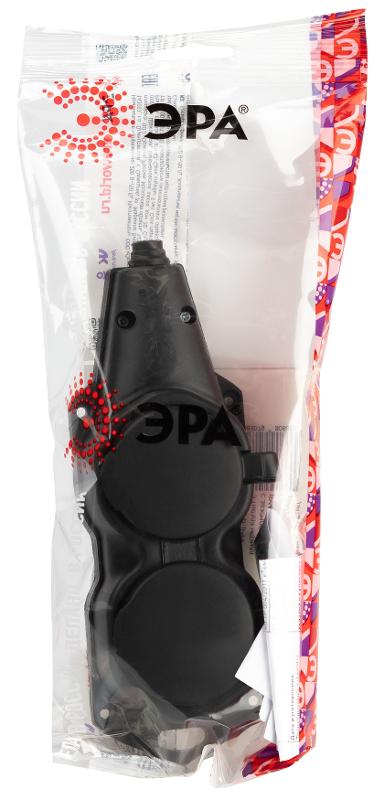 Колодка  KX-2e-B-IP44 каучуковая с заземлением 2 розетки 16A IP44 черная | Б0068451 | ЭРА — миниатюра 3