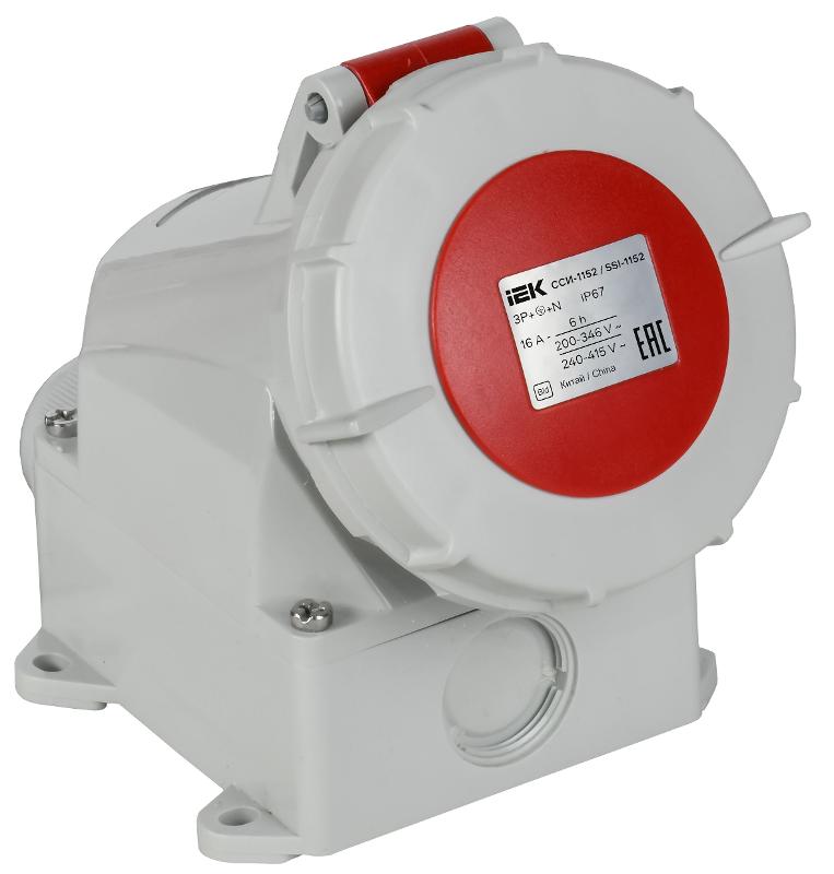 Розетка стационарная ССИ-1152 16А-6ч 380В 3P+PE+N IP67| PSR12-016-5-0-67| IEK — IEK (ИЭК)