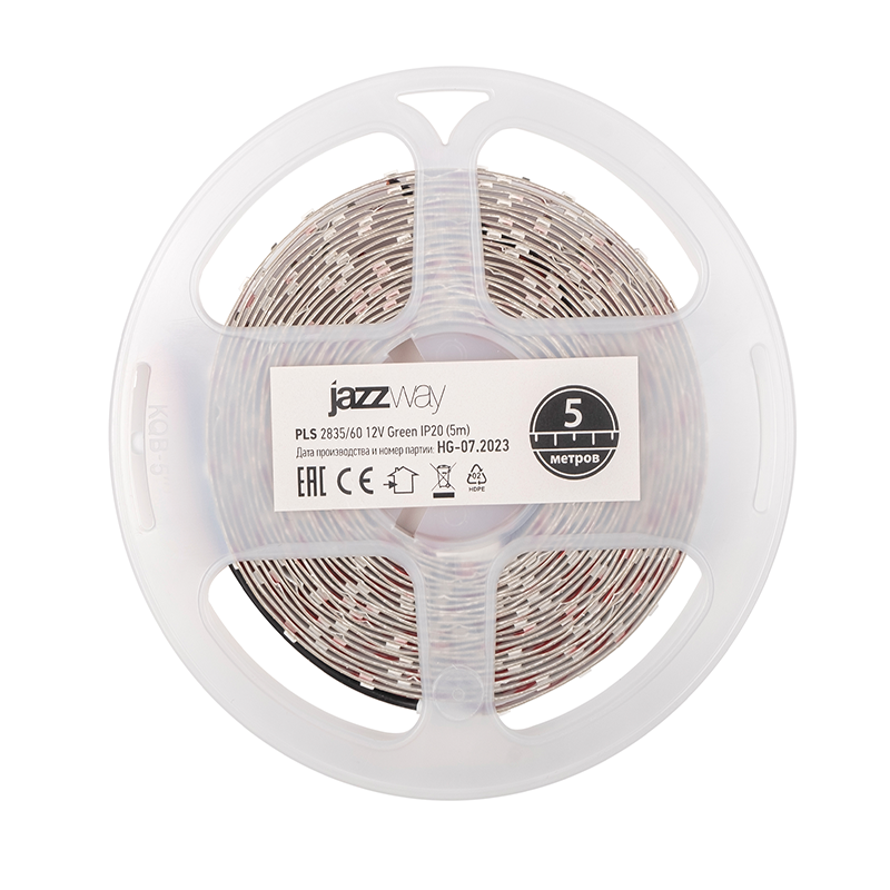 Лента светодиодная LED PLS 2835/60 6Вт 12В зеленый IP20 5м | 5000322 | Jazzway — миниатюра 5