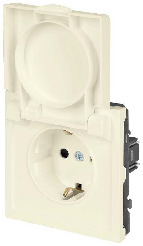 Розетка Galaxy 15-2103-02 c заземлением 2P+E Schuko со шторками с крышкой 16А-250В IP20 слоновая кость | Б0070661 | ЭРА — миниатюра 5