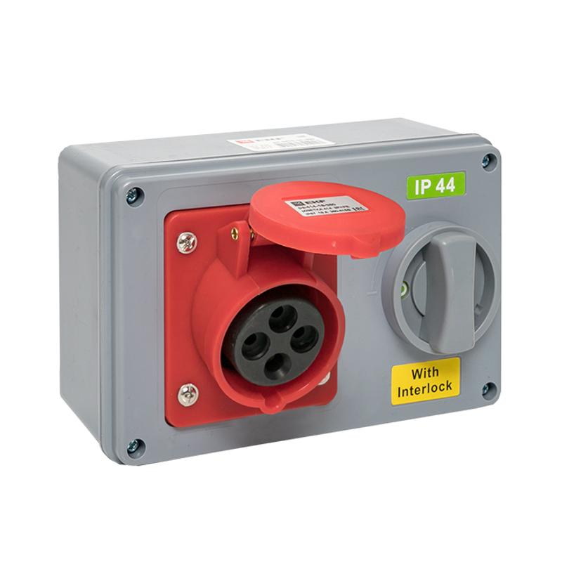 Розетка с блокировкой и выключателем 1414 3Р+РЕ 16А 380В IP44 EKF | ps-1414-16-380 | EKF — миниатюра 3
