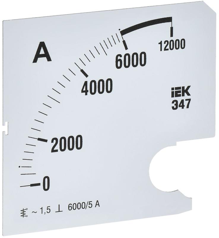 Шкала смен. для амперметра Э47 6000/5А-1,5 96х96мм | IPA20D-SC-6000 | IEK — IEK (ИЭК)