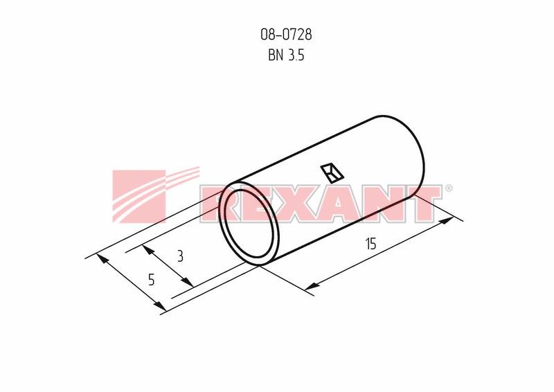 Соединительная гильза L-15 мм 2.5-4 мм² (ГМЛ (DIN) 4) | 08-0728 | REXANT — миниатюра 3