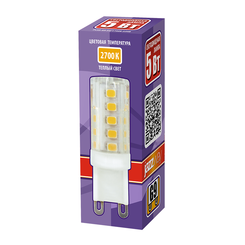 Лампа светодиодная LED 5Вт G9 220В 2700К PLED-G9 капсульная | 1032102B | Jazzway — миниатюра 2