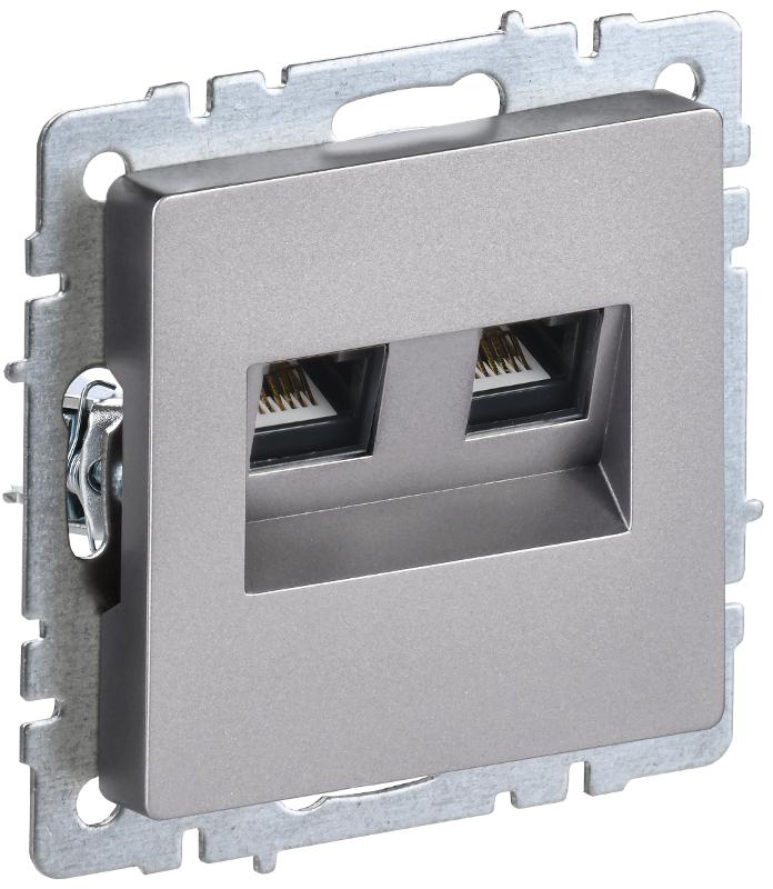 BRITE Розетка двойная RJ11+RJ45 кат.5E РК/Т12-БрС сталь  | BR-KT20-O-1-K46 | IEK — IEK (ИЭК)