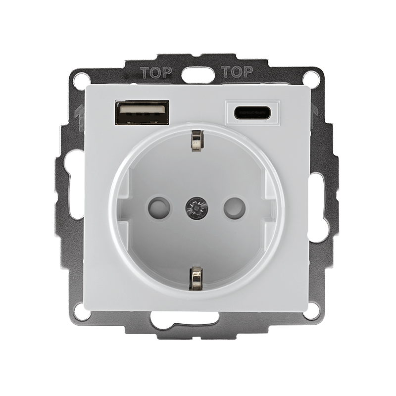 AtlasDesign Белый Розетка 16А с 2 USB A+C, механизм | ATN000132 | SE — миниатюра 3