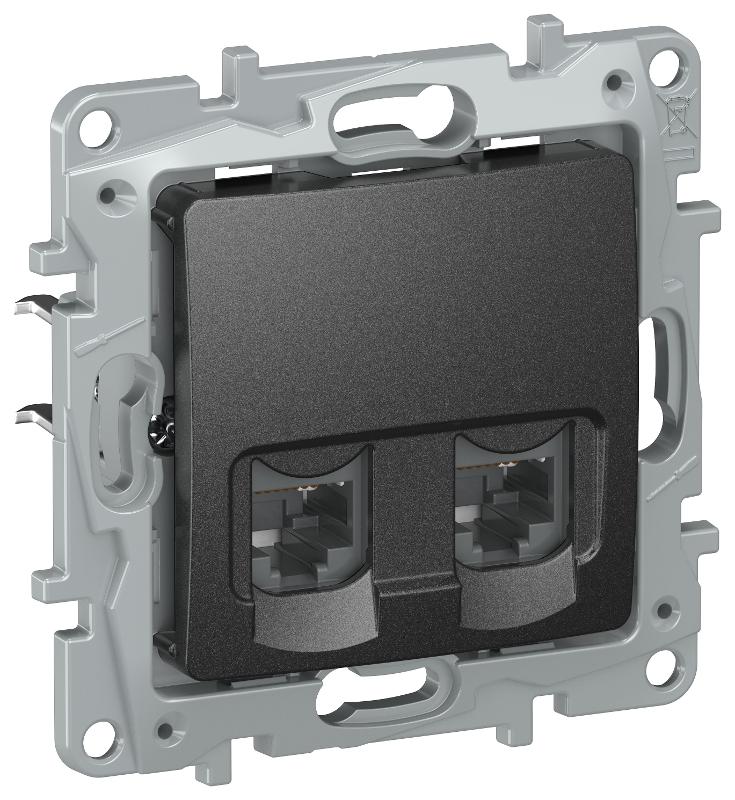 Etika Антрацит Розетка компьютерная 2-я RJ45 кат.5Е UTP  | 6726551 | IEK — IEK (ИЭК)