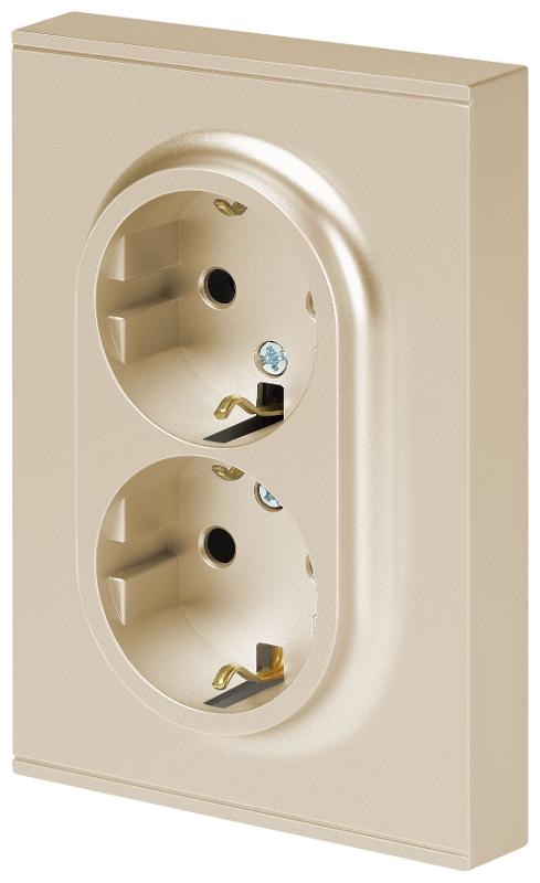 Розетка Arktik 16-2104-04 двойная с заземлением 2X2P+E Schuko 16А-250В шампань | Б0070447 | ЭРА — миниатюра 3