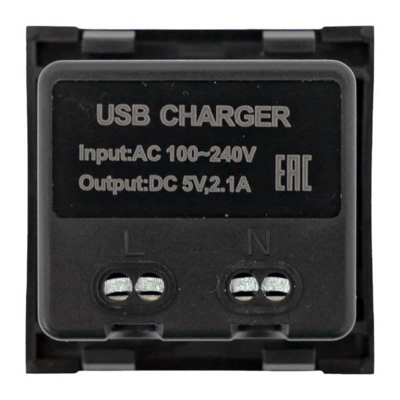 Розетка USB A+C, 2.1А, 2 гнезда, без индикатора, черная, матовая |E2MR2B-21USB-10-AC|EKF — миниатюра 11