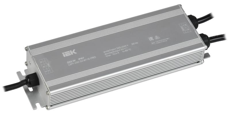 Драйвер LED ИПСН-PRO 250Вт 24В блок - шнуры IP67  | LSP1-250-24-67-15-PRO | ИЭК — IEK (ИЭК)