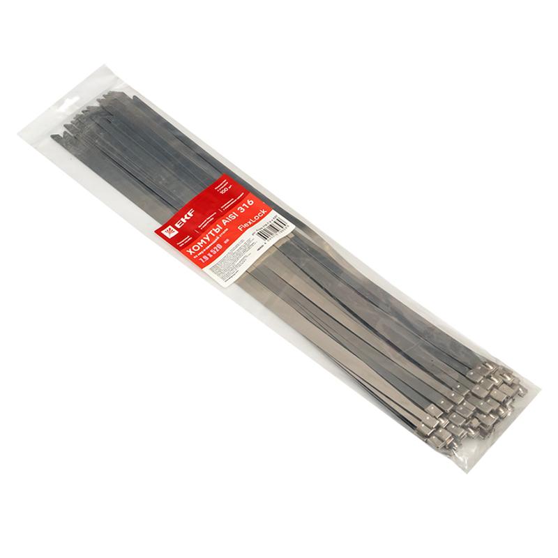Хомут AISI 316 из нержавеющей стали, 7.9x520 (100 шт.) FlexLock PROxima|plc-fl-tss-316-7.9x520|EKF — миниатюра 3