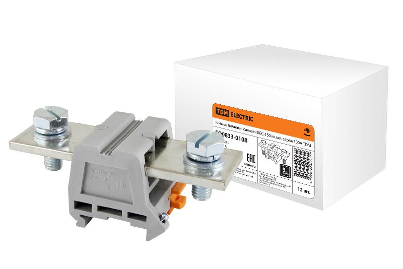 Клемма болтовая силовая КБС-150 кв.мм. серая 300А | SQ0833-0108 | TDM — TDM ELECTRIC