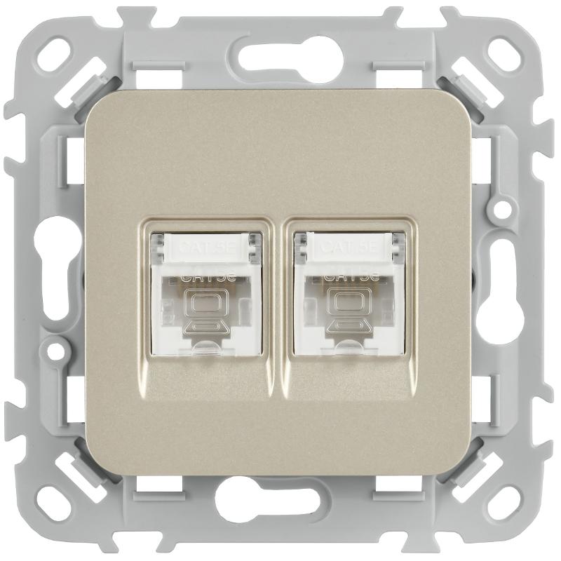 FLITE Розетка 2-ая компьютерная RJ45 кат.5Е UTP РК5е-2-0-ФлШ шампань | FI-K22-1-K37 | IEK — миниатюра 2
