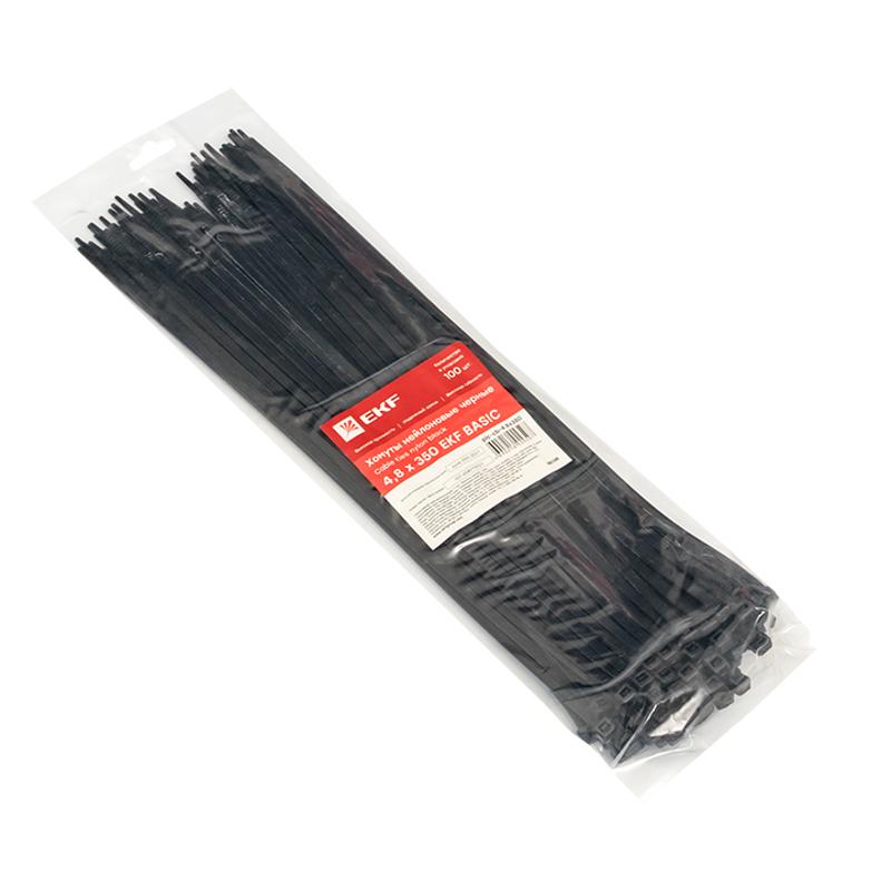 Хомут нейлоновый ЧЕРНЫЙ 4,8х350 (уп./100шт) EKF Simple | plc-cb-4.8x350 | EKF — миниатюра 3