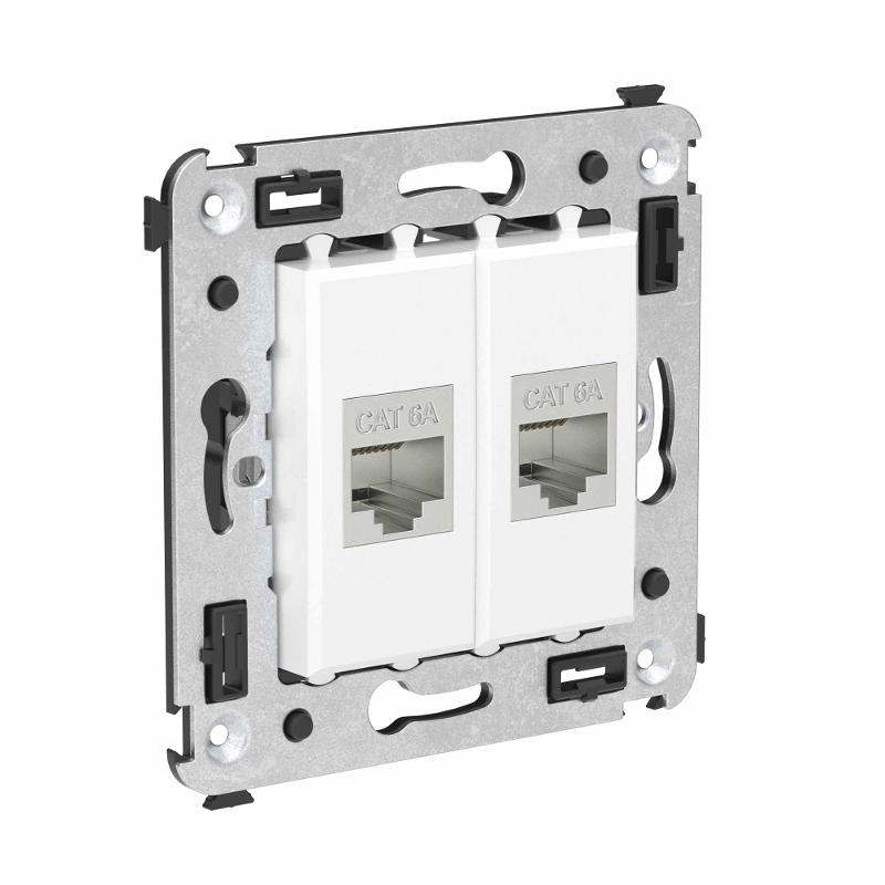 Компьютерная розетка RJ-45 без шторки в стену, кат.6А двойная экранированная, "Avanti", "Белое облако" | 4400774 | DKC — миниатюра 2