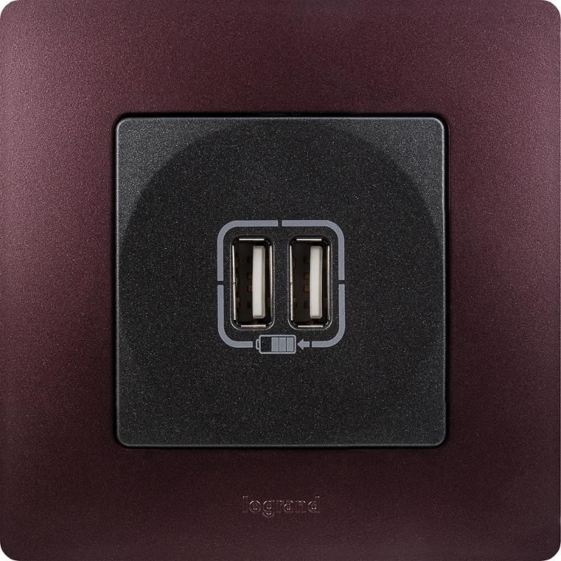 Etika Антрацит Розетка USB 2-ая 240В/5В 2400мА — миниатюра 5