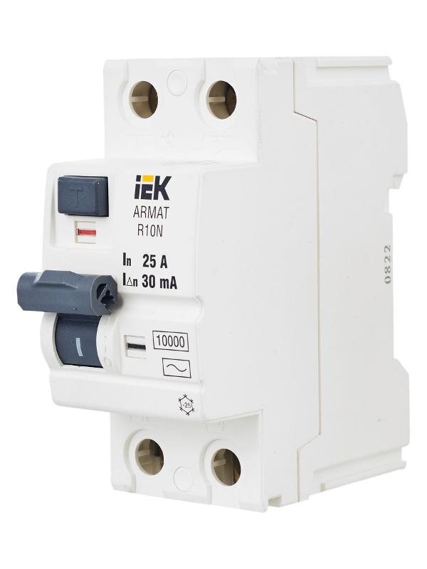 Выключатель дифференциальный (УЗО) R10N 2P 25А 30мА тип AC ARMAT | AR-R10N-2-025C030 | IEK — миниатюра 8