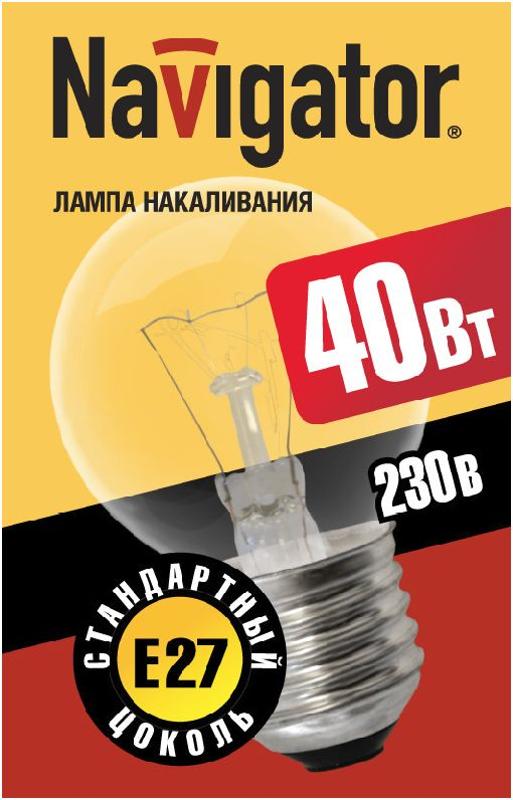 Лампа накаливания ЛОН  40Вт Е27 230В NI-C-40-230-E27-CL (КНР) | 94310 | Navigator — миниатюра 2