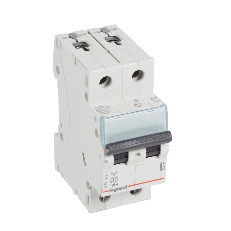 Выключатель автоматический двухполюсный TX3 6000 6А B 10кА | 403871 | Legrand — Legrand
