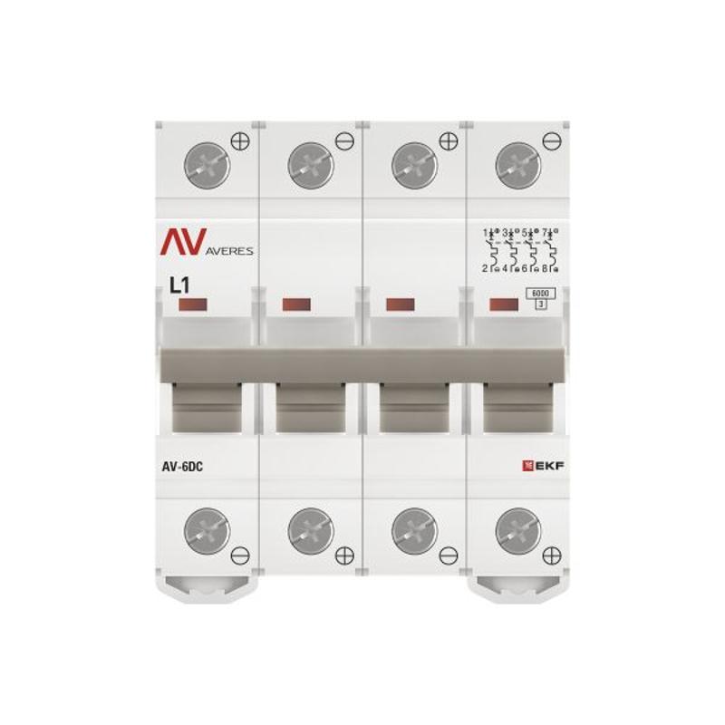 Выключатель автоматический AV-6 DC 4P 1A (L) 6kA AVERES | mcb6-DC-4-01L-av | EKF — миниатюра 4