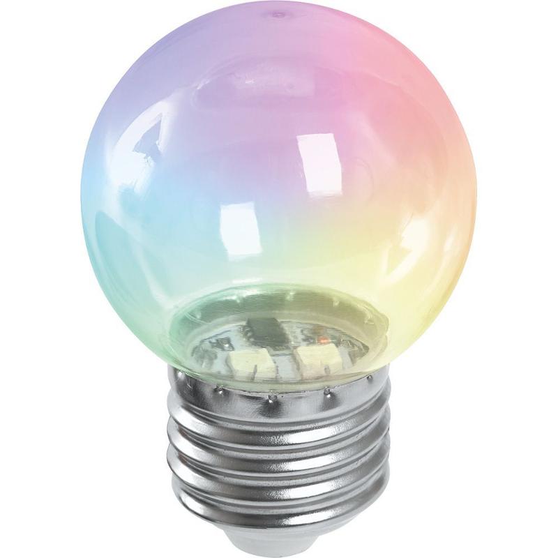 Лампа светодиодная LB-37 (1W) 230V E27 RGB для белт лайта G45 прозрачный быстрая смена цвета — миниатюра 2