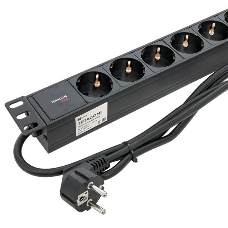 Блок розеток PDU TERACOM PRO 19" 1U 16А/250В 9 розеток Schuko 2 м 3x1,5 мм2 вилка Schuko | TRP-HPD-16A-9SH-2MSH | EKF — миниатюра 14