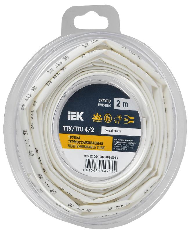 Трубка термоусадочная ТТУ нг-LS 4/2 белая (2м/упак) IEK | UDR12-004-002-002-K01-T | IEK — IEK (ИЭК)