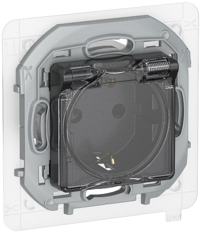 Inspiria Антрацит Розетка с заземлением со шторками с кр. 16А IP44  | 6737431 | IEK — IEK (ИЭК)