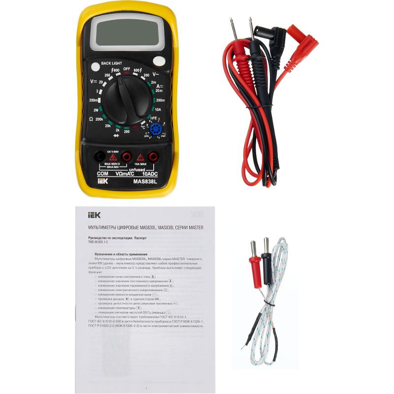Мультиметр цифровой  Master MAS838L  | TMD-3L-838 | IEK — миниатюра 9
