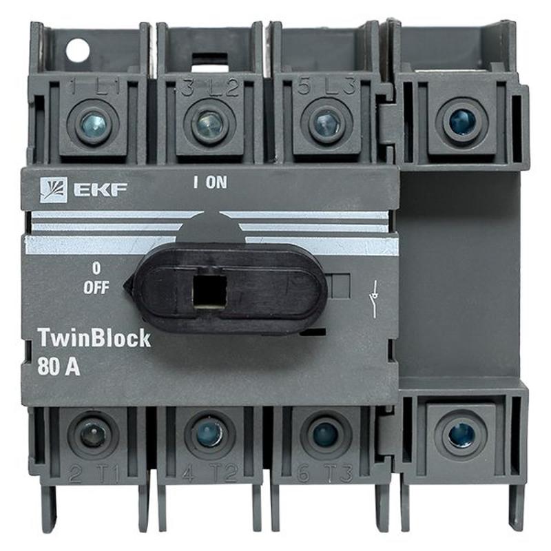 Рубильник 80A 4P c рукояткой управления для прямой установки TwinBlock | tb-80-4p-f | EKF — миниатюра 16