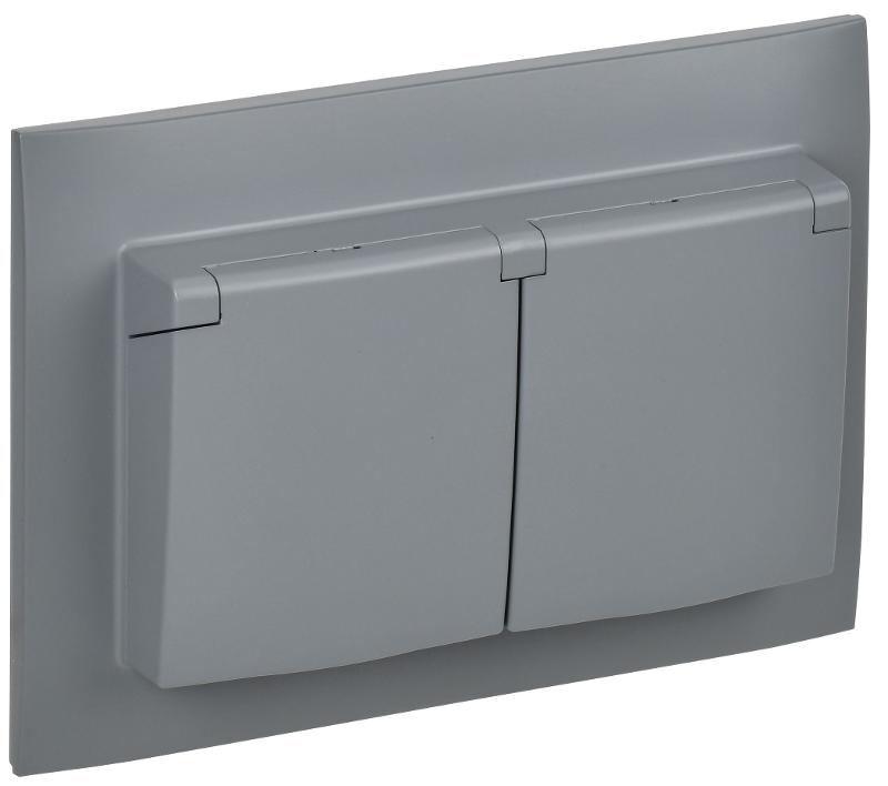 SKANDY Розетка 2-местная с кр. 16А в сб IP44 SK-R12Gr серый | SK-R26-16-44-K03-F | IEK — IEK (ИЭК)