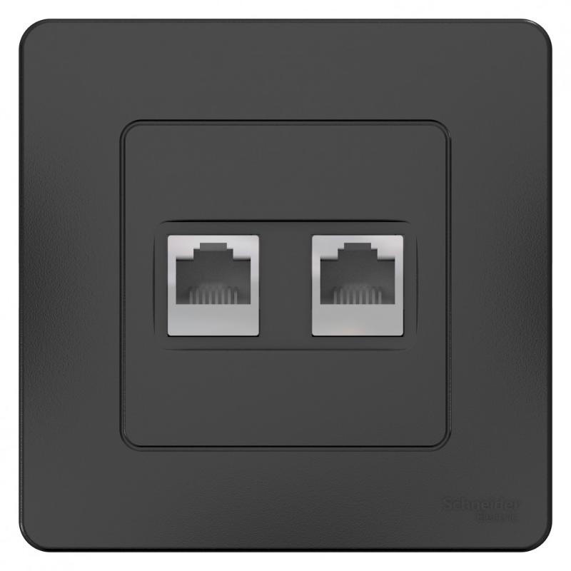 Blanca Антрацит С/У Розетка 2-ая КОМП/ТЛФ, RJ45+RJ11 | BLNIS045116 | SE — миниатюра 2
