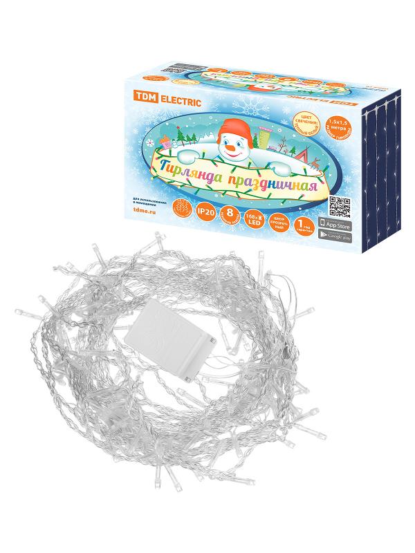 Гирлянда светодиодная "Занавес" 1,5х1,5 м, 168LED, белый тёплый, 8 режимов, 250 В, IP20, | SQ0361-0068 | TDM — TDM ELECTRIC