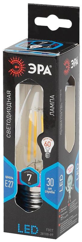 Лампа светодиодная F-LED B35-7W-840-E27 (филамент, свеча, 7Вт, нейтр, E27) | Б0027951 | ЭРА — миниатюра 2