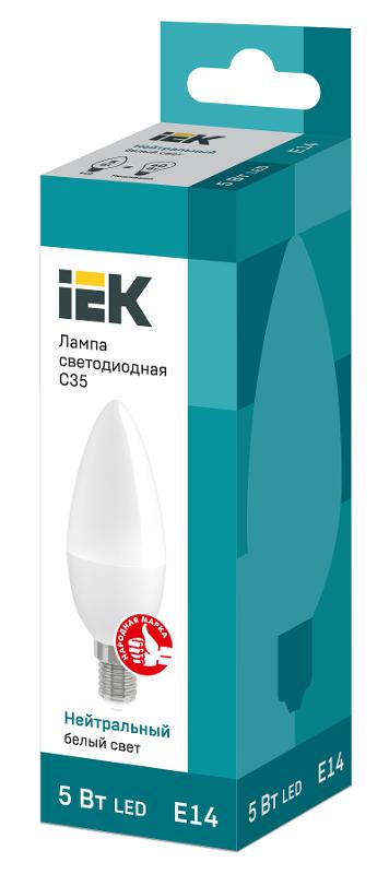 Лампа светодиодная LED 5Вт Е14 220В 4000К C35 свеча | LLE-C35-5-230-40-E14 | IEK — миниатюра 2