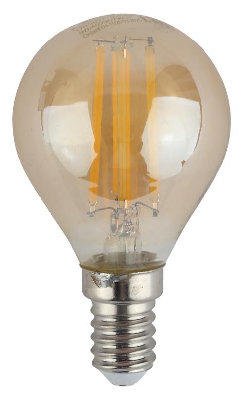 Лампа светодиодная F-LED P45-9W-827-E14 gold (филамент, шар золот, 9Вт, тепл, E14) | Б0047022 | ЭРА — миниатюра 2
